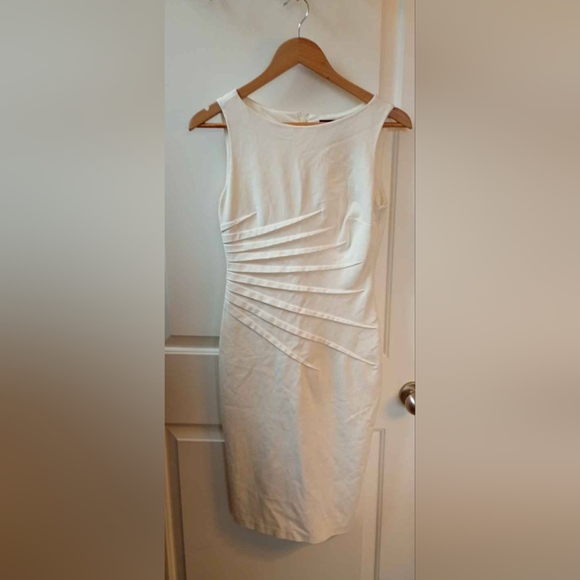 le chateau Dresses & Skirts - le chateau White Pleated Bodycon Sheath Midi Dress (S)